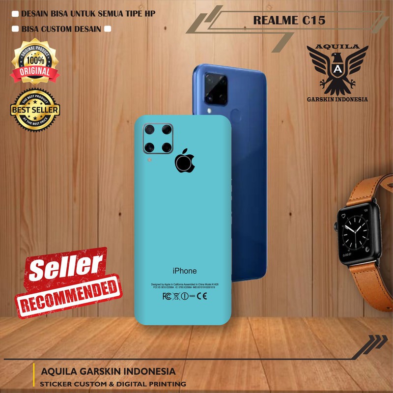 FREE CUSTOM GARSKIN SKIN HP REALME C11 MOTIF IPHONE TURQOISE