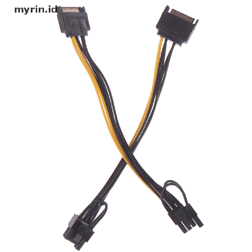 20CM 1 in 2 Male 15Pin to 8Pin SATA Cable 18AWG Wire Connector for Mining Miner Dual SATA Power Cable 15P to 8P Graphics Card 