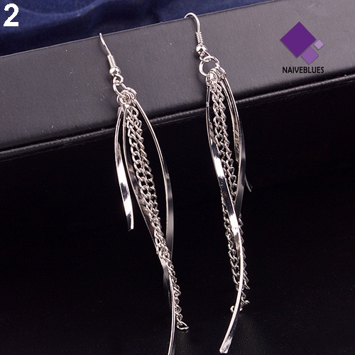 Naiveblue &gt; Anting Kait Gantung Rumbai Panjang Bahan Alloy Gaya Vintage Elegan Untuk Wanita