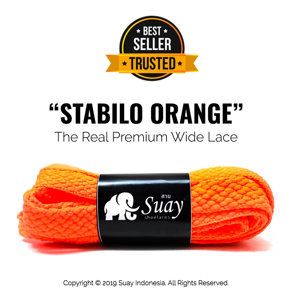 Tali Sepatu Gepeng Lebar Stabilo Oranye (Wide) Premium Shoelace Stabilo Orange Surabaya