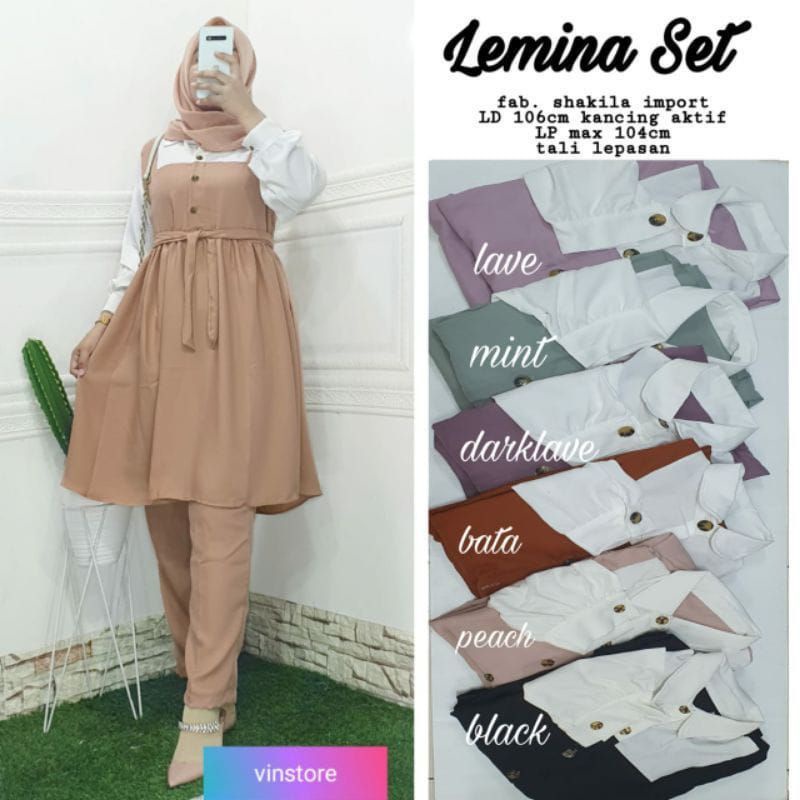 LEMINA SET MOSCREPE IMPORT// SETELAN TUNIK WANITA