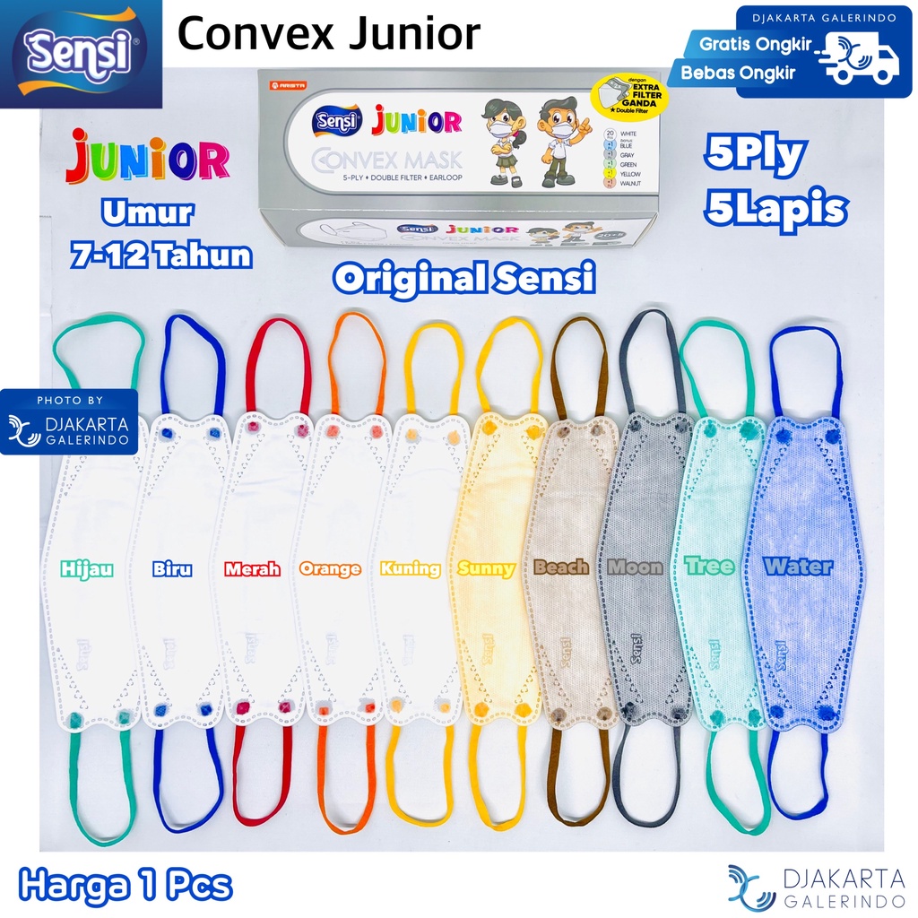 Masker Sensi Convex Junior / Sensi Convex Anak 5Ply Original Sensi