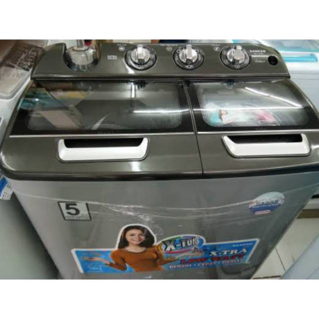 Sanken Mesin Cuci Tabung 2 TW-1127GSL Mesin Cuci 2 Tabung Kapasitas 11 kg Low Watt 250 Watt