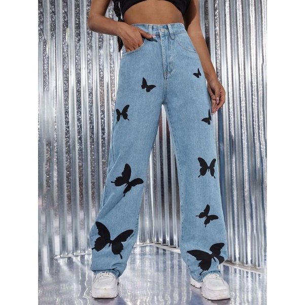 Butterfly jeans painting/ jeans painted/jeans painting