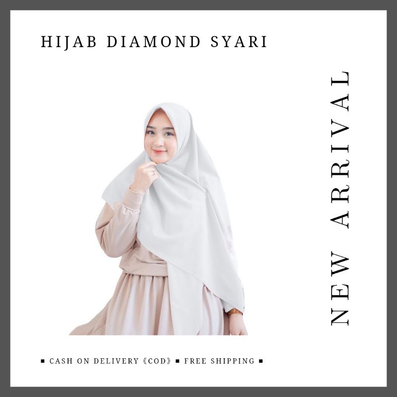 Jilbab Diamond Syari Putih Kerudung Segi Empat Terlaris