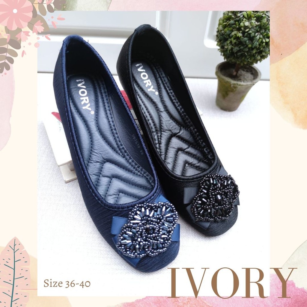 IVORY - Sepatu Wanita Flat Fashion Import Satin 993-E10