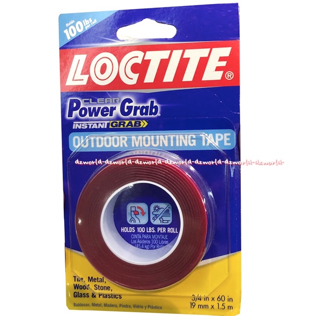 Loctite Clear Power Grab Instant Outdoor Mounting Tape Double Tape Double Tip Kuat Untuk Bahan Besi Ubin Kayu Batu Kaca Plastik Loktite Doubletape Isolasi Luar Ruangan Kuat