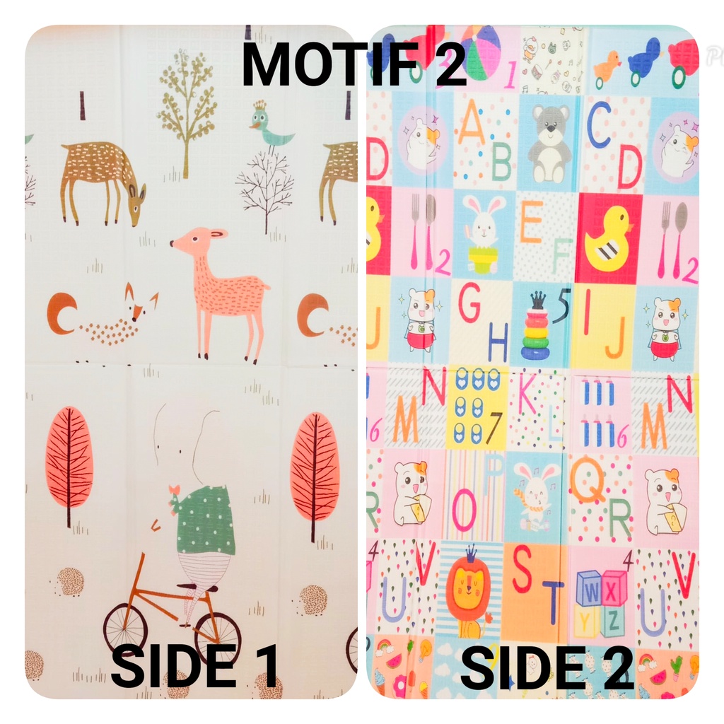 Matras Bayi Playmat Bayi Karpet Lipat Anak Bayi Tikar Lipat XPE MAT Double Side Tikar Lipat-MOTIF 2