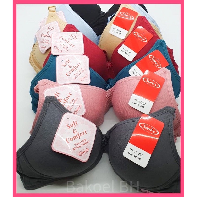Bra BH Sorex 17227 Tanpa Kawat Busa Tipis CUP B UK 34-40-5