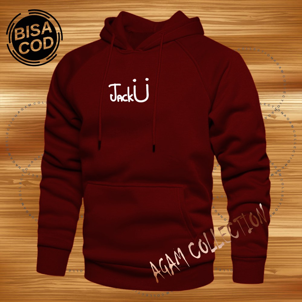 Agam collection Sweater Hoodie Distro Jack U  Premium Text Putih  Pria Wanita