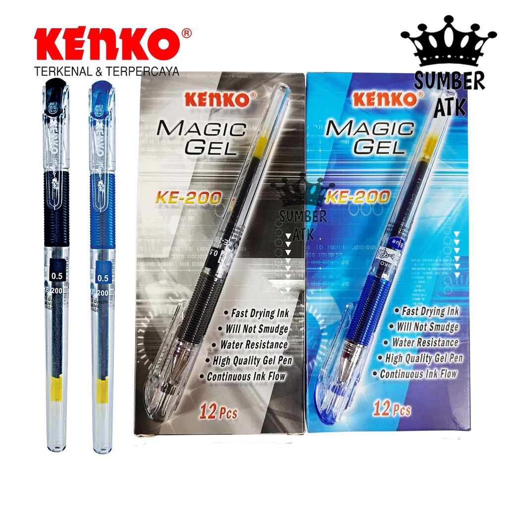

KENKO GEL PEN KE-200 (Magic Gel) 0.5MM /12 PCS 1 LUSIN / PEN TINTA GEL