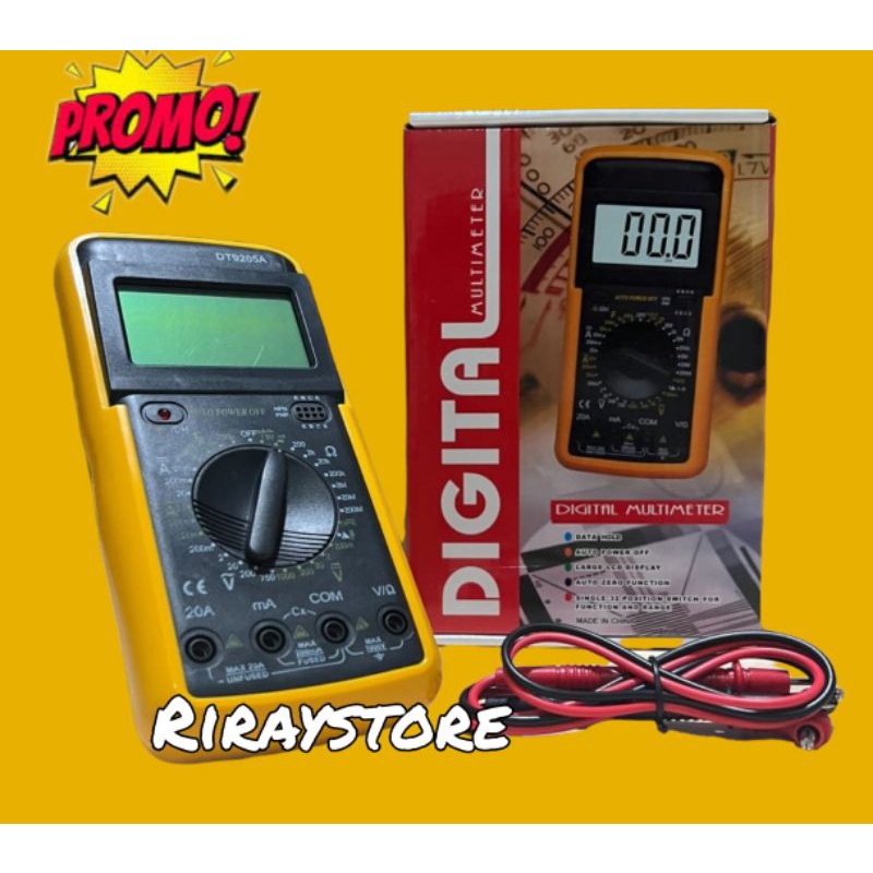 Digital Multimeter / Multitester / Avometer Digital DT9205A - Plus Batre