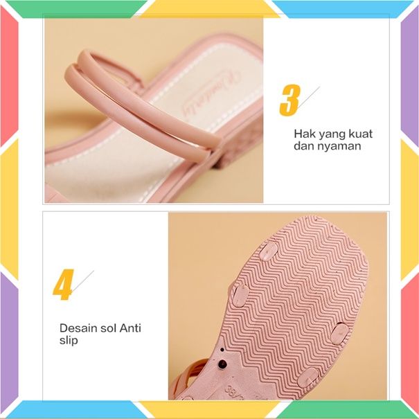 713-2 Sandal Sepatu Wedges Wanita Wonderly Motif Buaya Sendal Slop Jelly Karet Motif Ular Tawana-6