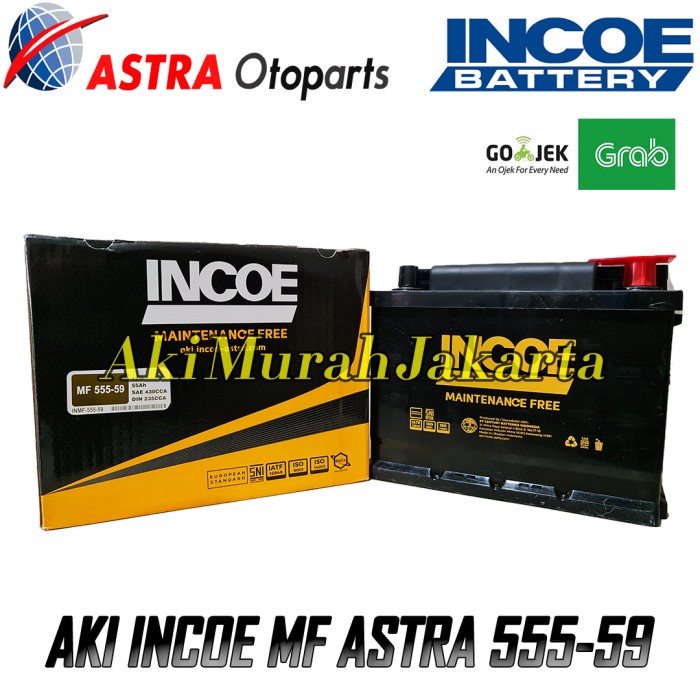 {BEKAS} Aki Mobil FORD Fiesta INCOE MF Astra Tipe 555-59 Aki Kering 12V / 55Ah Murah