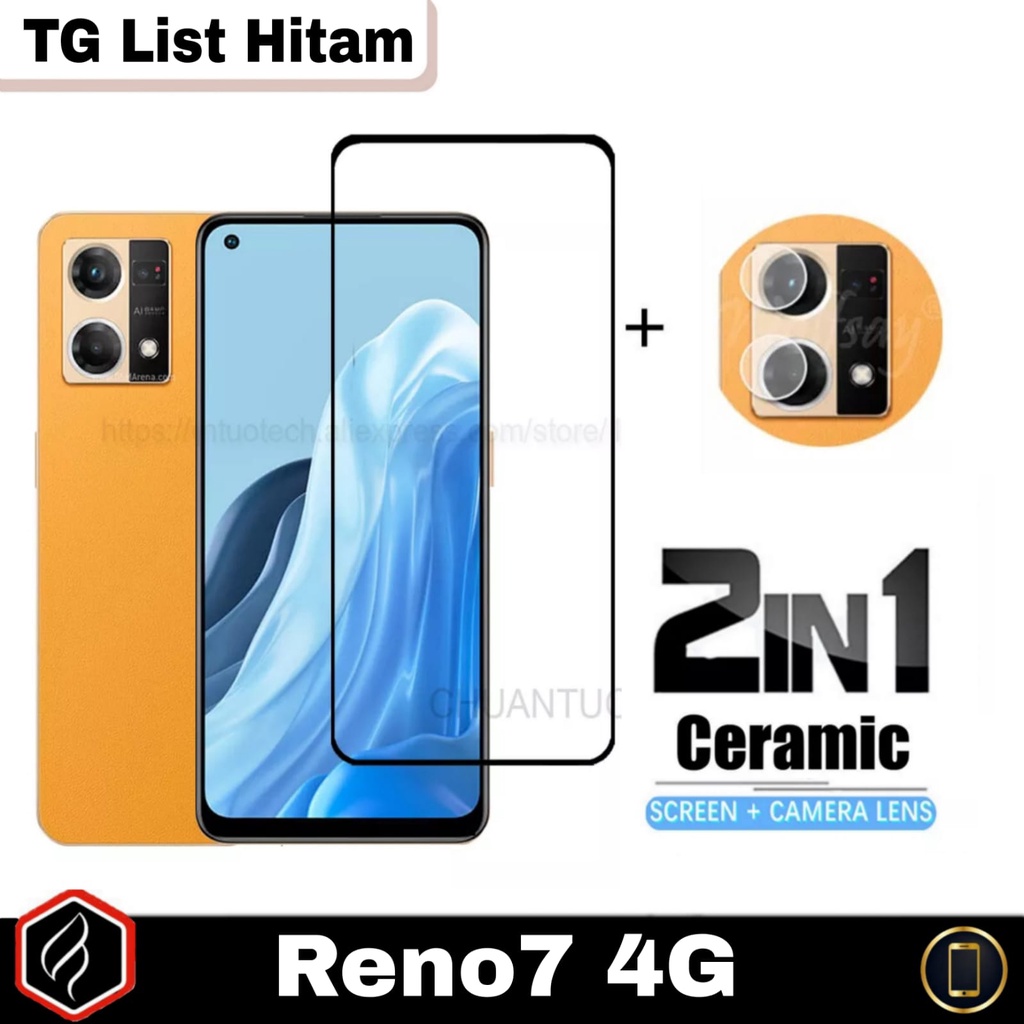 Paket 2 in 1 OPPO Reno7 4G Reno8 4G Anti Gores Layar Kaca Full Cover Free Tempered Glass Camera For Reno 7 4G Reno 8 4G