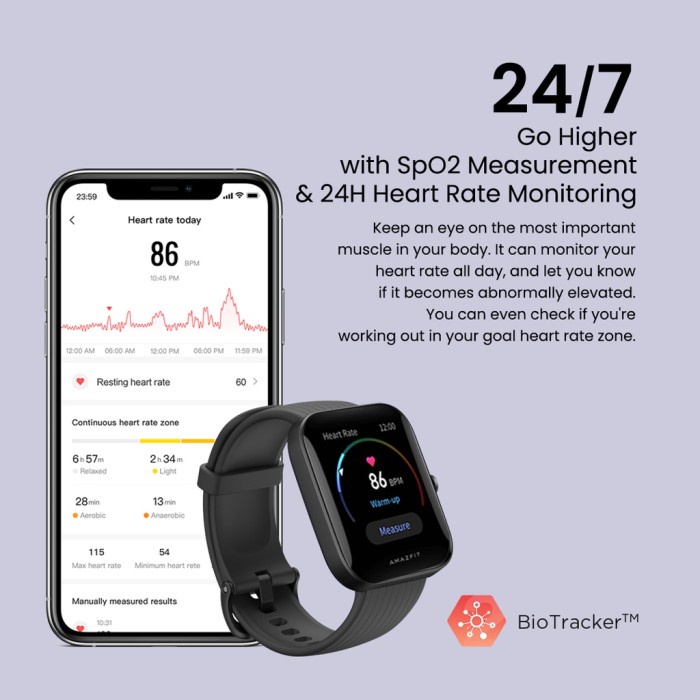 Amazfit Bip 3 Sport Smartwatch 1.69&quot; Ultra-large Color Display SpO2 50 Watchface Garansi Resmi