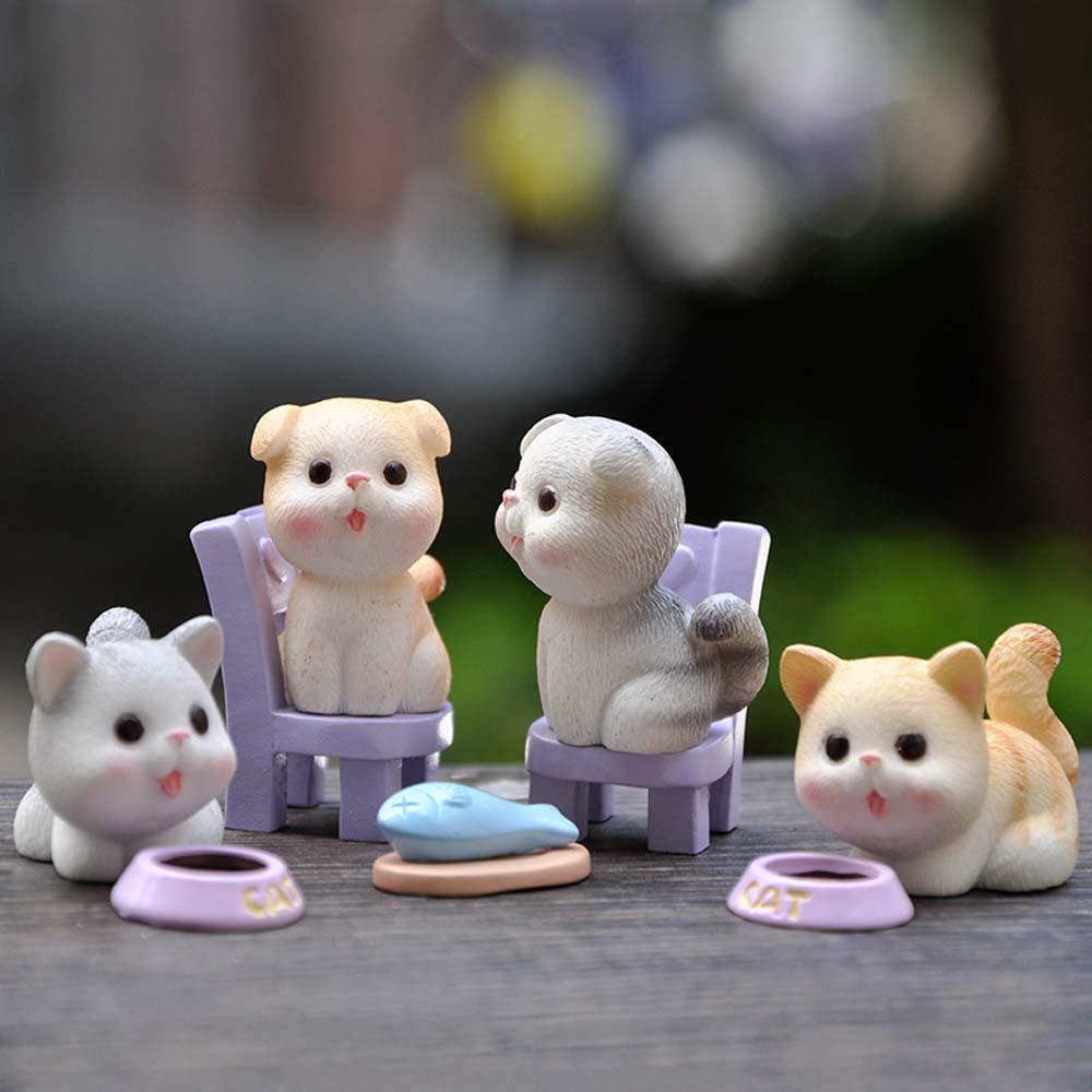 [Elegan] Miniatur Lucu Nakal Mikro Lanskap DIY Resin Craft Kitten Ornamen