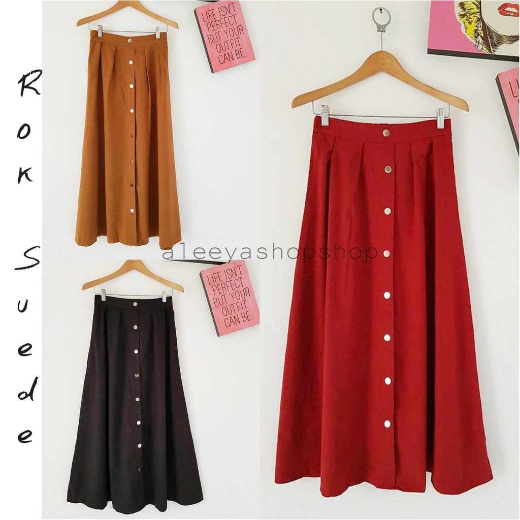 ALEEYA Rok Suede Kancing / Foila Button Maxi Skirt Suede (2104)