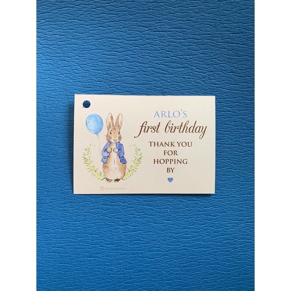 peter rabbit thanks card tag