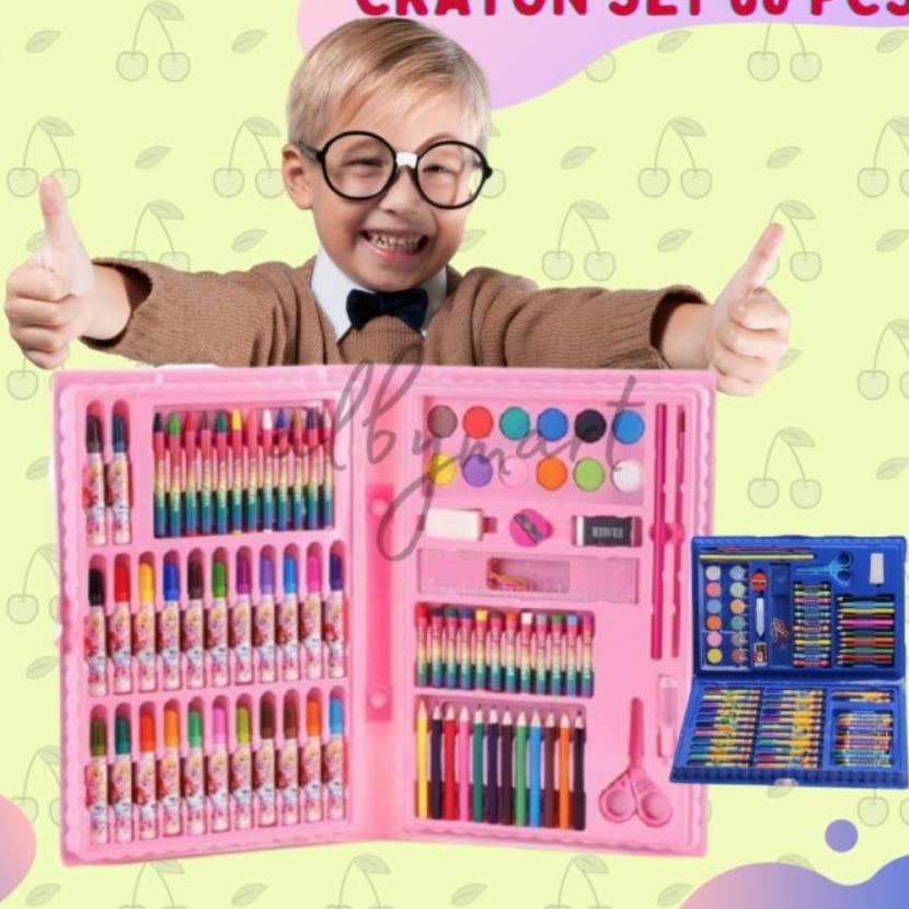 

Free Shipping Pensil Warna Crayon Set 86 Pcs Alat Lukis Menwarnai Gambar Set Kado Anak Gift Set Pensil Krayon Colouring Kids Set Stationery
