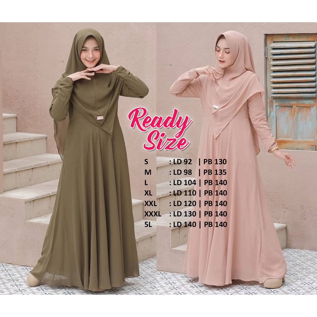 GAMIS JUMBO - MAYRA SYARI + KHIMAR  (JUMBO SIZE : 5L XXXL XXL XL L M S)