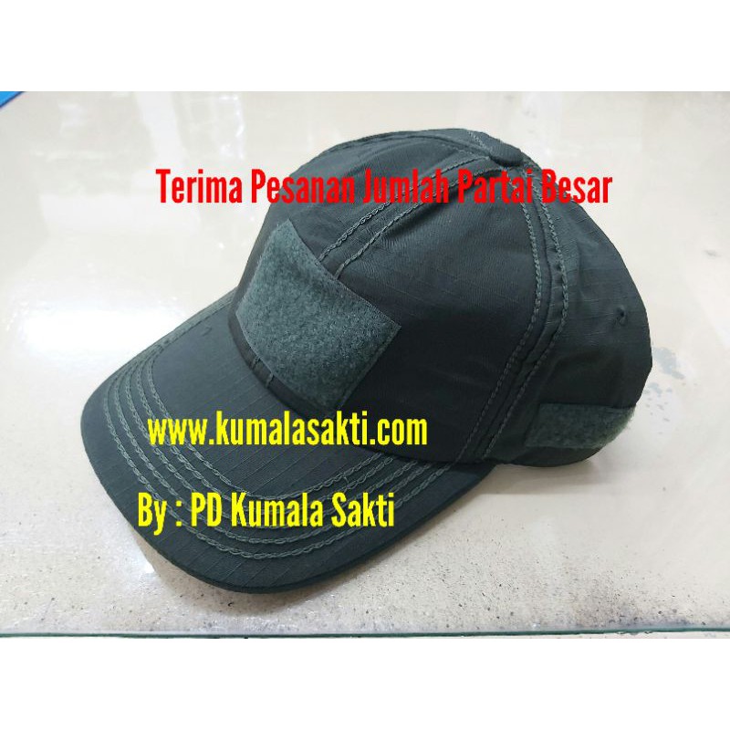 Topi Polos Perekat Ijo-Topi Velcro Tactical Army Patch-Rubber Patch-Topi Blackhawk 511-Topi Loreng