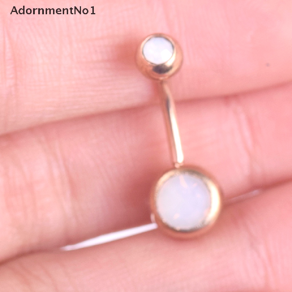 (AdornmentNo1) Anting Tindik Perut / Pusar Aksen Opal Api Putih Untuk Perhiasan Wanita