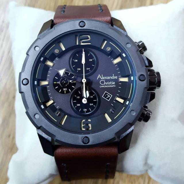 Alexandre Christie AC 6410 MC Leather Brown Case Black Original