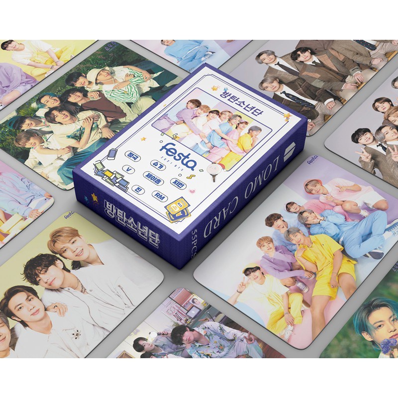 55pcs/box BTS Photocards 2021 Festa Album LOMO Card V JK Photocard Postcard ((In STOCK) Kpop fan)