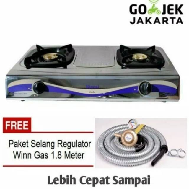 Rinai Kompor Gas Stainless Rinnai Plus WIn Regulator Selang Gas RI 522 E RI522 E RI-522 E