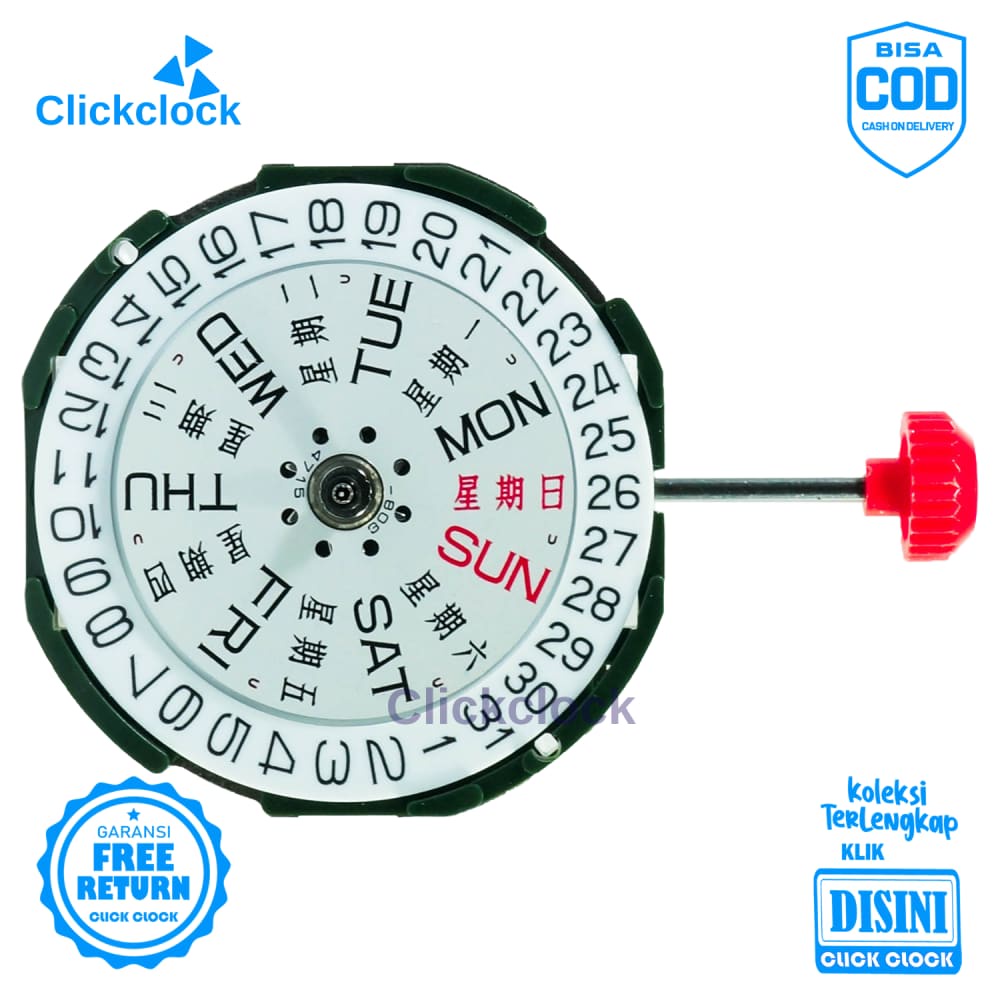 Mesin Jam Tangan Tanggal Hari Quartz Aksesoris Jam Miyota 2105 Tgl/HR Diangka 3