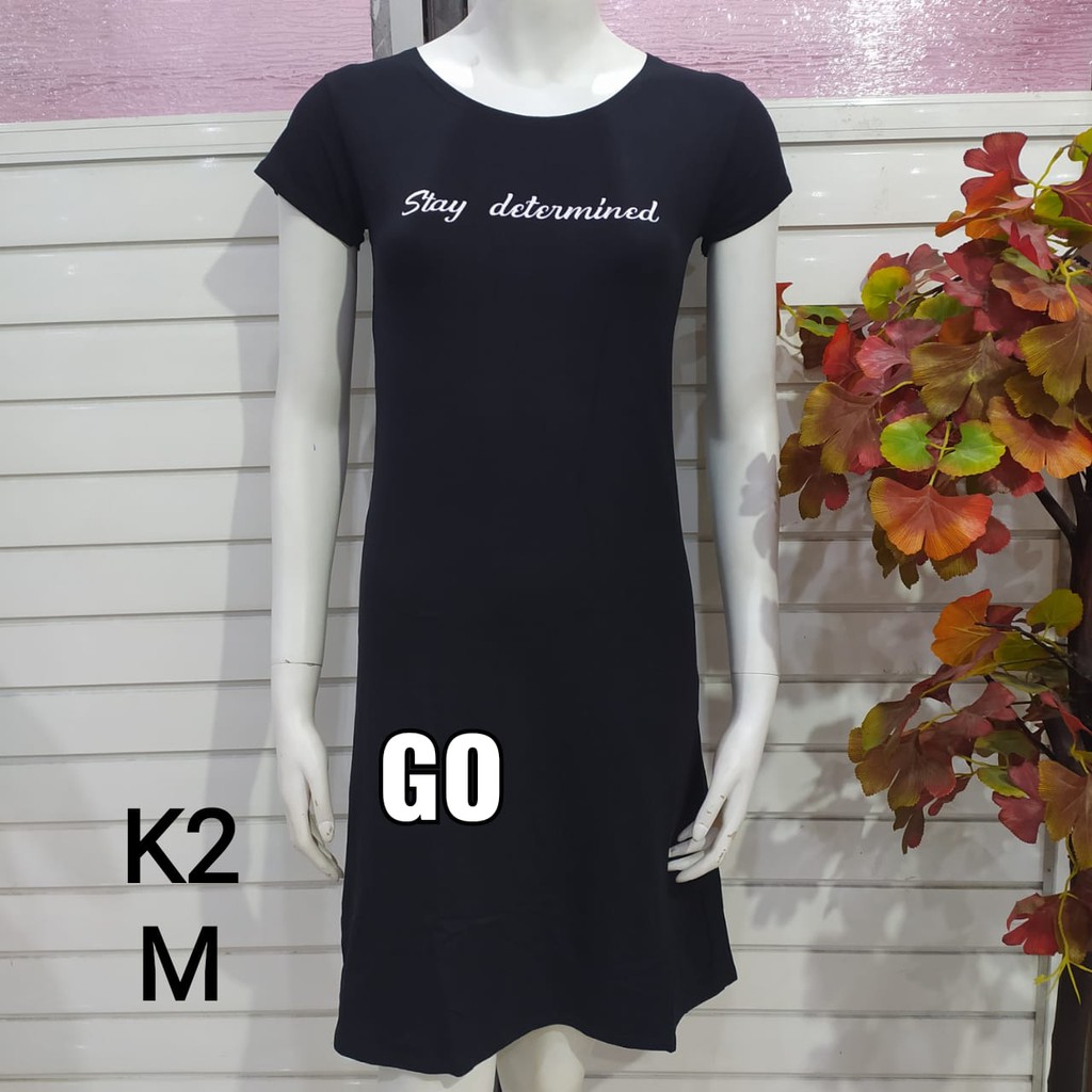 gof DP LMN DRESS/DASTER Wanita Casual Motif Polos Pakaian Perempuan Lengan Pendek