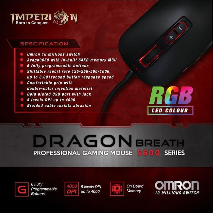 Imperion S600 Mouse USB Gaming RGB - Dragonbreath