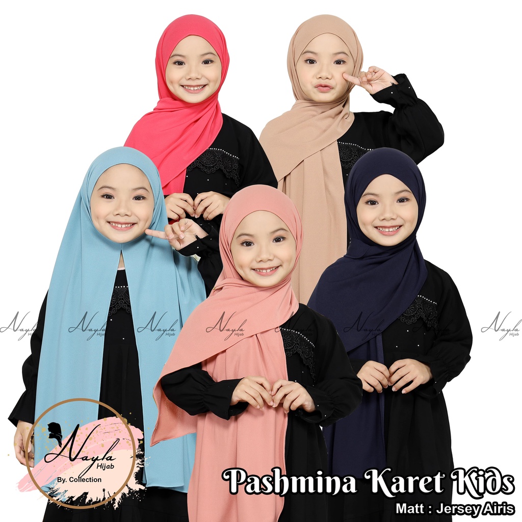 KERUDUNG PASHMINA INSTAN KARET KIDS HIJAB INSTAN ANAK JERSEY AIRIS TERBARU NAYLA HIJA'B