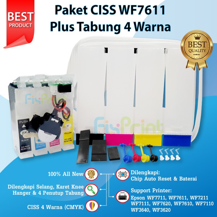 CISS Infus Modif plus Tabung Tinta T188 Printer Epson WF7611 WF-7611 WF-7110 WF-7711