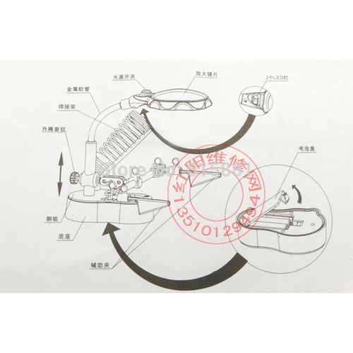 Taffware Alat Pegangan Solder Helping Hand dan Kaca Pembesar