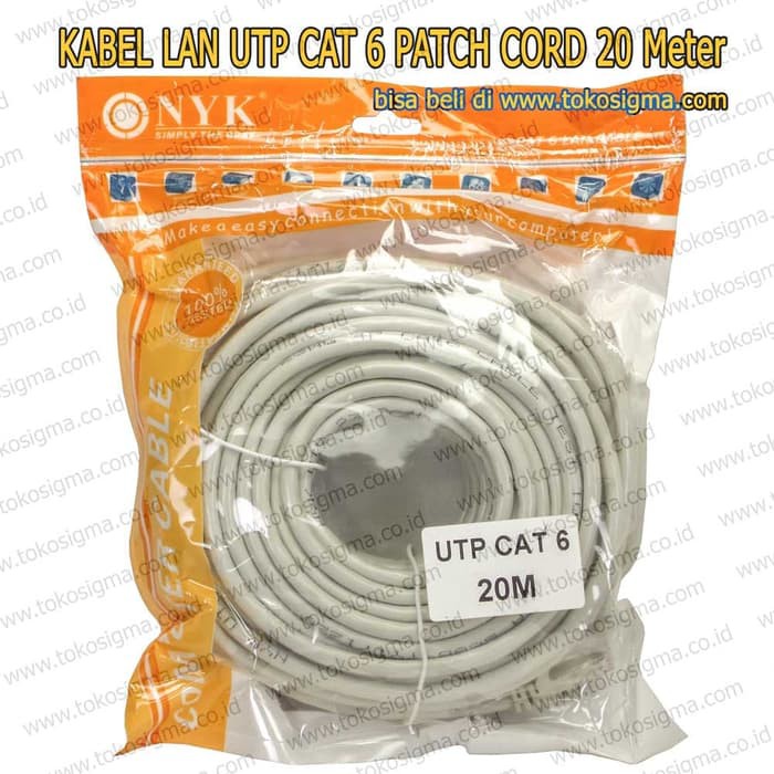 KABEL LAN 20 Meter cat 6 RJ45 INTERNET PATCH CORD CAT6 UTP RJ-45 NYK