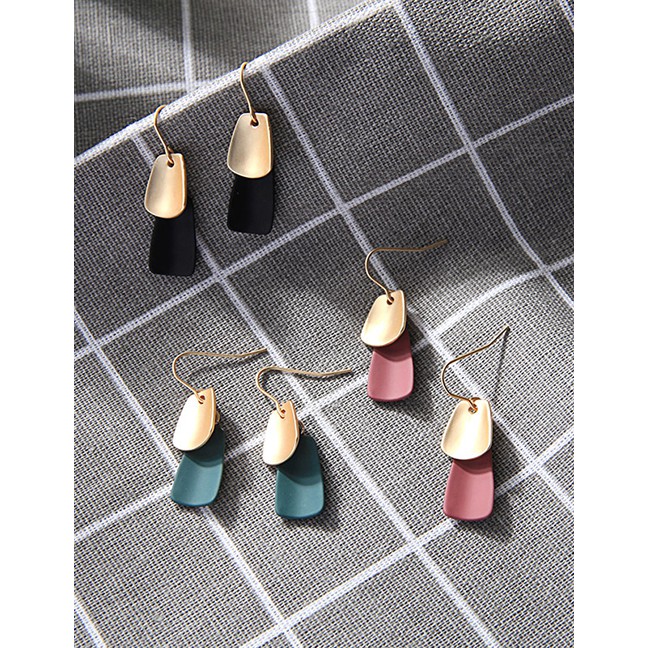 LRC Anting Gantung Fashion Contrast Oil Drop Earrings D37746