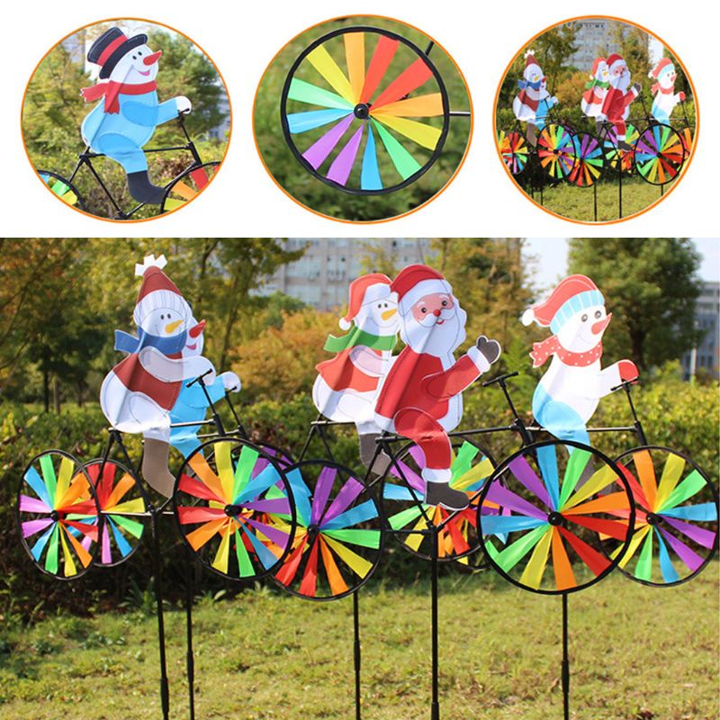 Zzz Mainan Kincir Angin Bentuk Snowman / Santa Claus / Sepeda 3D Untuk Dekorasi Taman