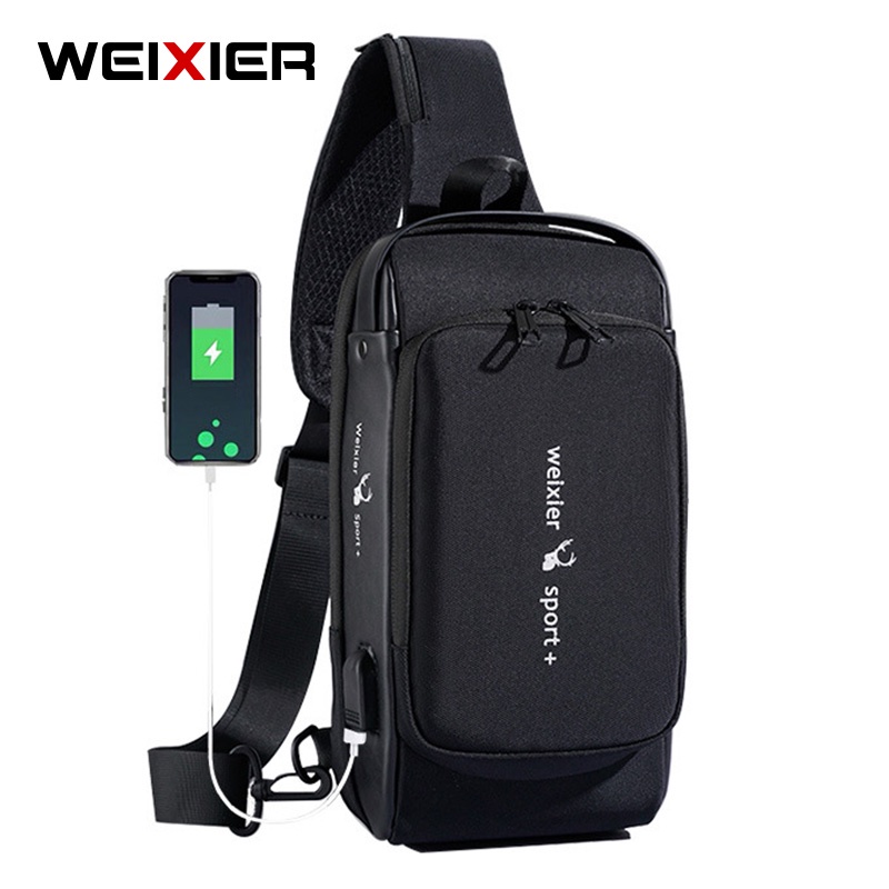 WEIXIER X302 Tas Selempang Pria Shoulder Bag USB Port Anti Maling WK-SBY