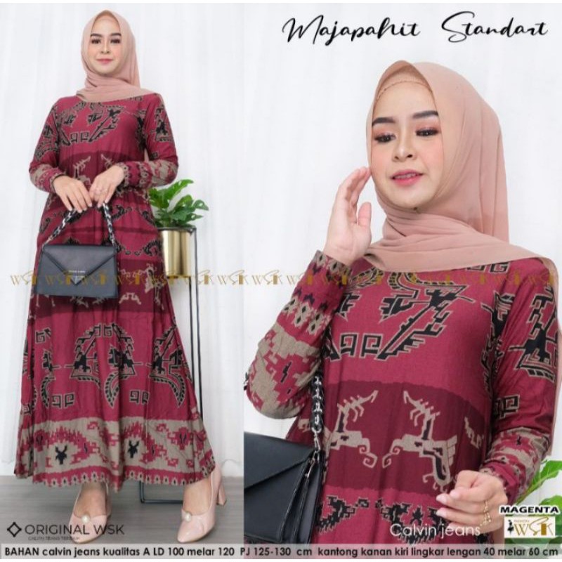 Gamis Muslim Terbaru Lebaran Bagus Murah Majapahit mat Calvin jeans ld 100  - 120 ORI SOLO