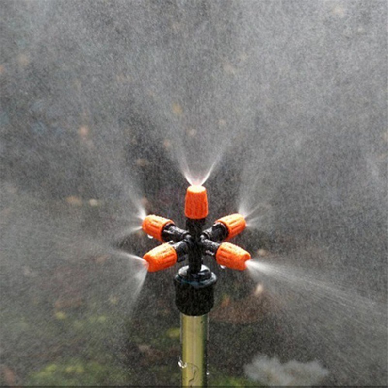 Lima-outlet Nozzle Misting Dripper Sprayer Auto Drip Irigasi Alat Adjustable Atomizing Sprinkler Rumah Kaca Penyiraman Otomatis Pembibitan Melembabkan Sprinkler