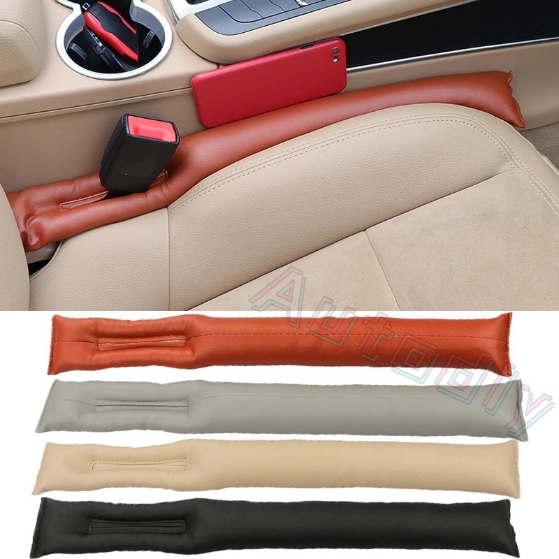 1pcs Leather PU Front Car Seat Gap Filler Block Leak Proof Soft Pad Anti Jatuh Spacer Bantal Sarung Stopper Auto Seat Cushion Celah Celah