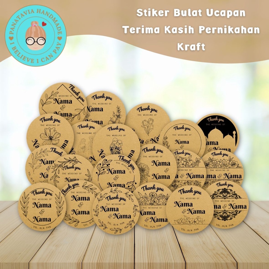 Jual Stiker Bulat Kraft A Ucapan Terima Kasih Pernikahan Kraft Thank You Card Wedding