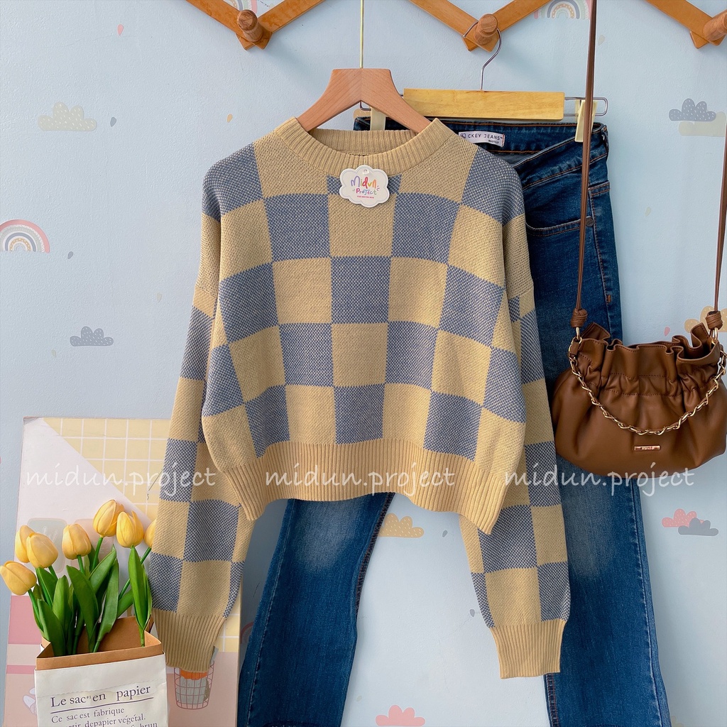 ARABELLE CROP KNIT | SWEATER MOTIF SQUARE