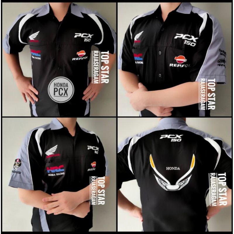 Baju Otomotif HONDA PCX 150 160 Seragam Komunitas Motor Kemeja Bordir