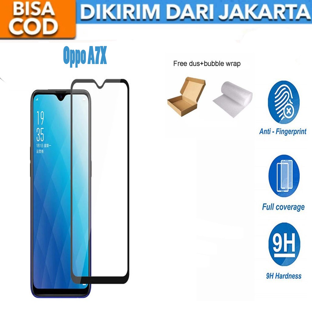 Tempered Glass Oppo A7X Full Cover/Full Screen Screen Protector Anti Gores