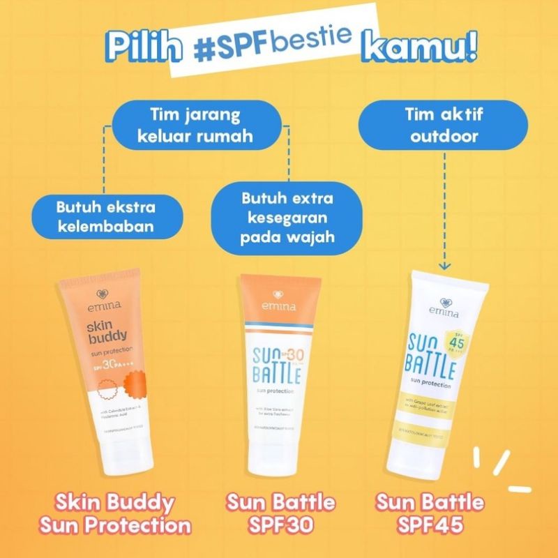 EMINA Sun Battle SPF 30 | SPF 45 | SPF 50 | Skin Buddy Sun Protection SPF 30 (Sunscreen/Sunblock)