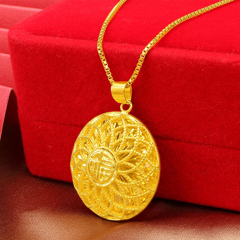 Liontin Bentuk Kartu Bulat 3D Lapis Emas Asli Kadar 375 Untuk Pria Dan Wanita