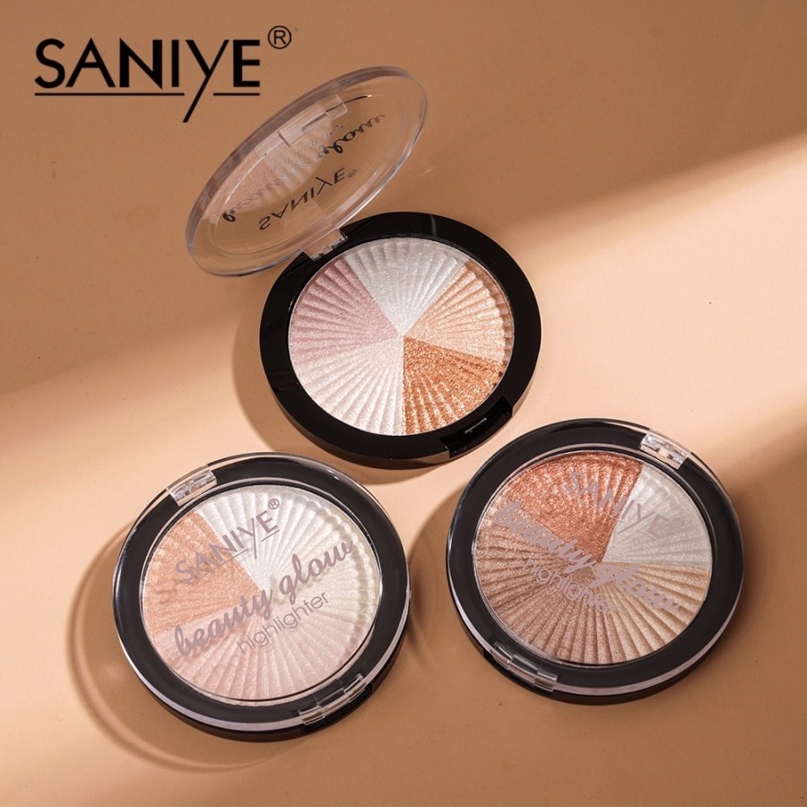 SANIYE E0155 Shimmer Wajah Highlighter Dan Eyeshadow Palette Profesional Makeup【BPOM】 5 Warna